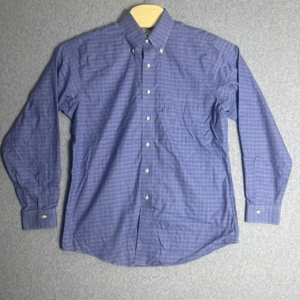 Brooks Brothers Men;s Blue Regent Plaid Button Down Dress Shirt Large‎ 16-35